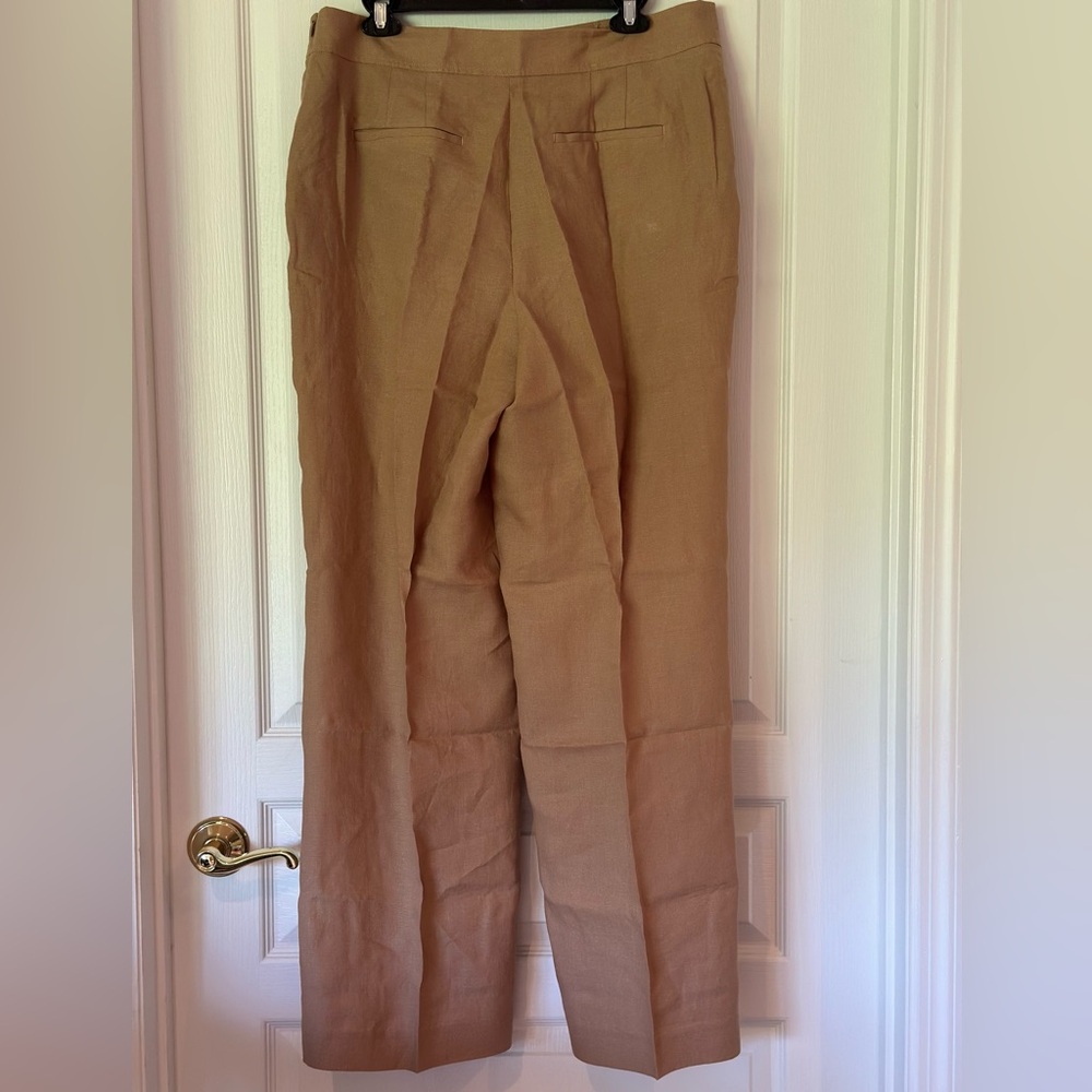 Talbots Wide Leg Tan Linen Sailor Pants, 14 - Picture 3 of 9
